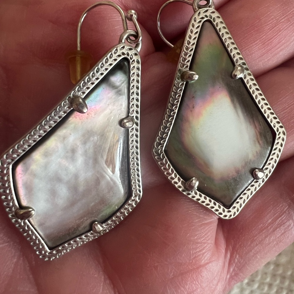 Kendra Scott Silver Earrings with Iridescent Accents